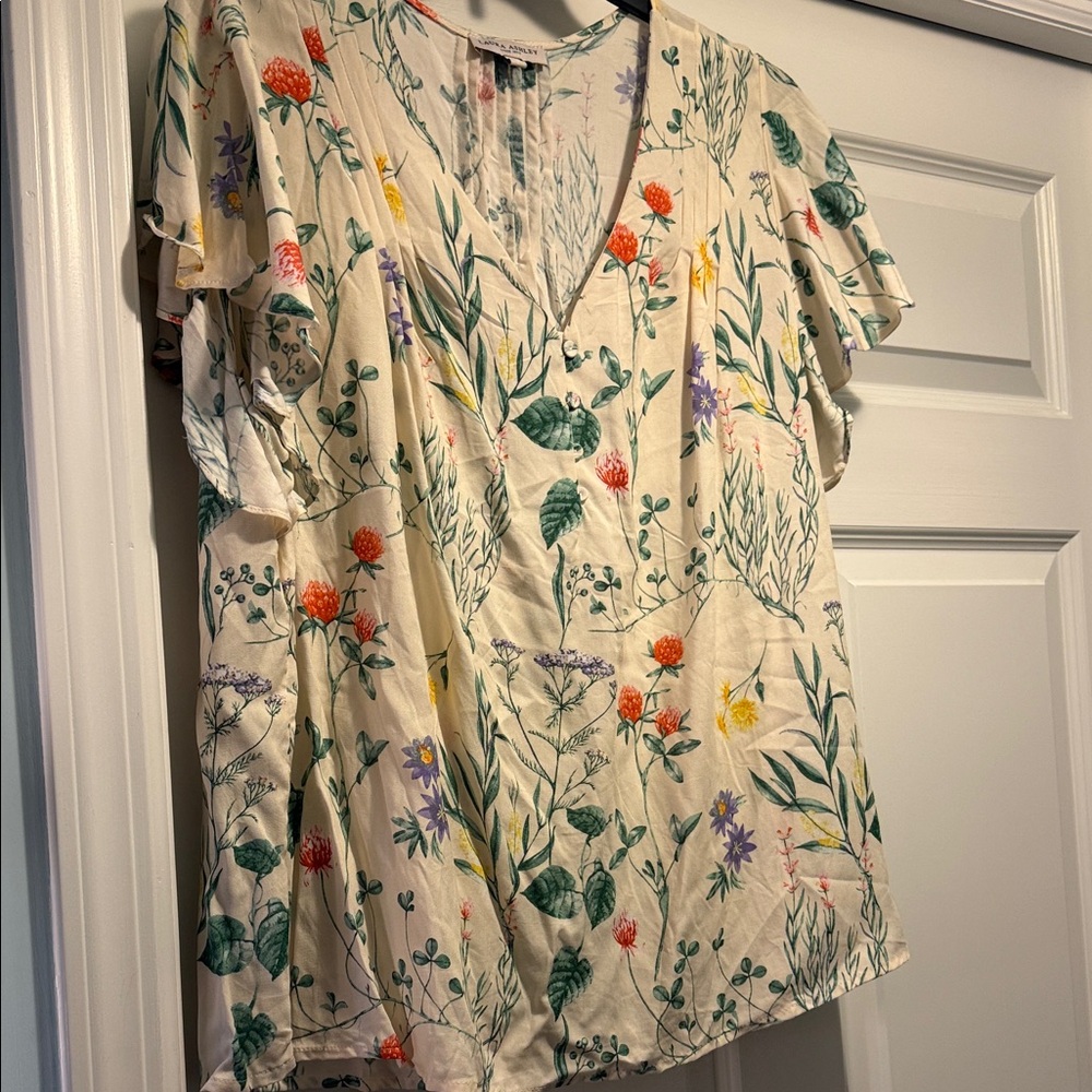 Laura Ashley Cream Floral Blouse Size 2X